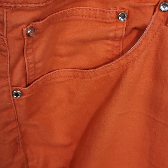 Klip Jeans Apricot Orange 5 Pocket Lightweight Jeans Rhinestone Accented Sz 24 - Picture 2 of 10